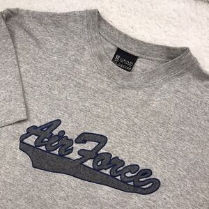 Y2K 90s US Air Force T-Shirt Mens S/M Gray Blue Spellout 3/D Raised‎ Print Retro